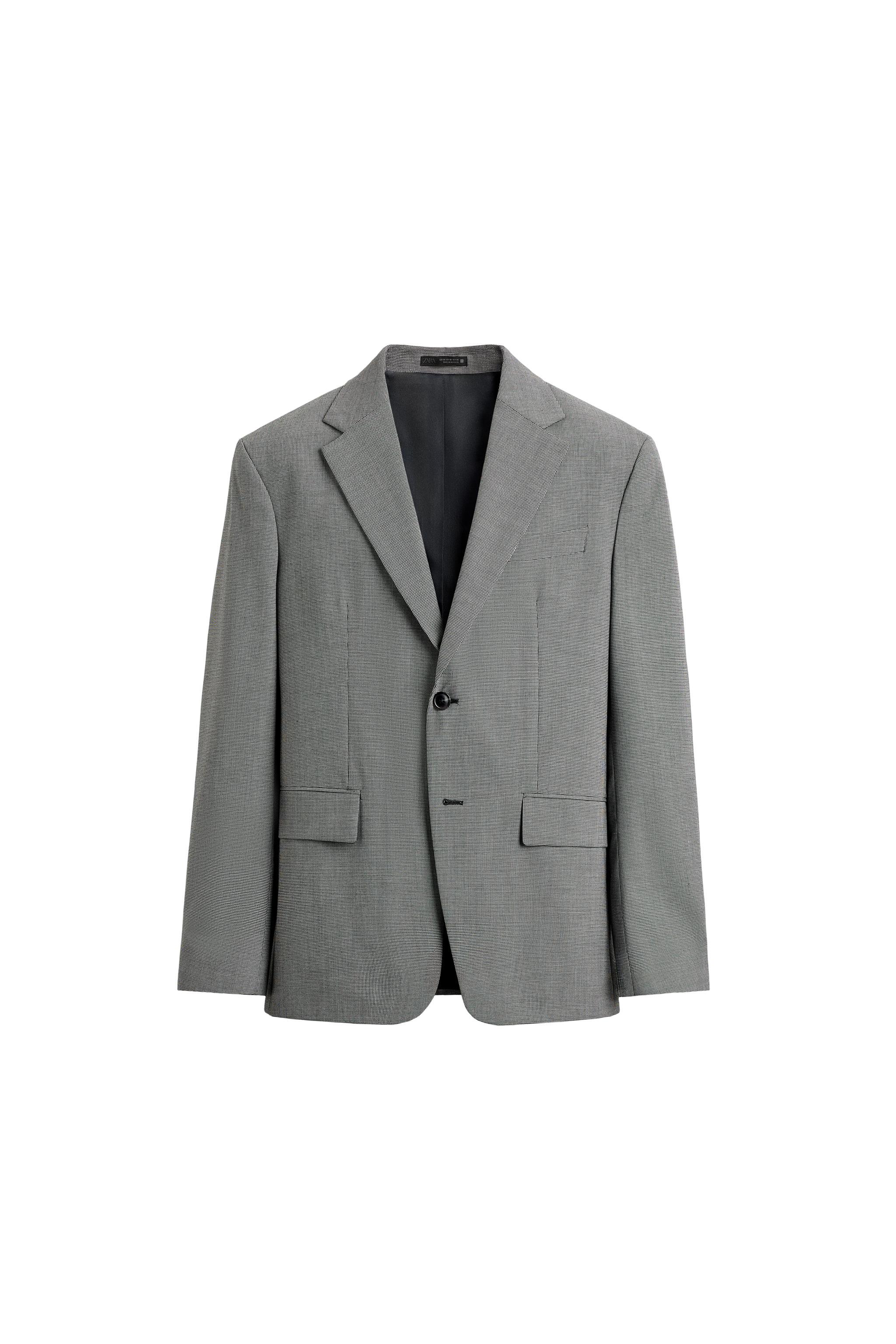 REGULAR FIT HOUNDSTOOTH SUIT JACKET